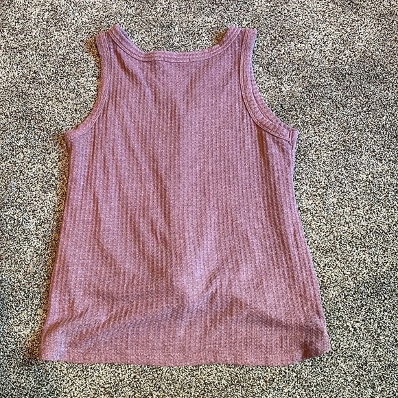 Amazon Purple Sleeveless Waffle Knit Button Up Knot Tank Small - Picture 7 of 7